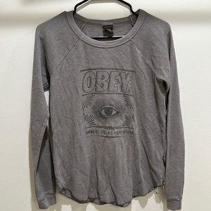 Obey grey graphic long sleeve tee